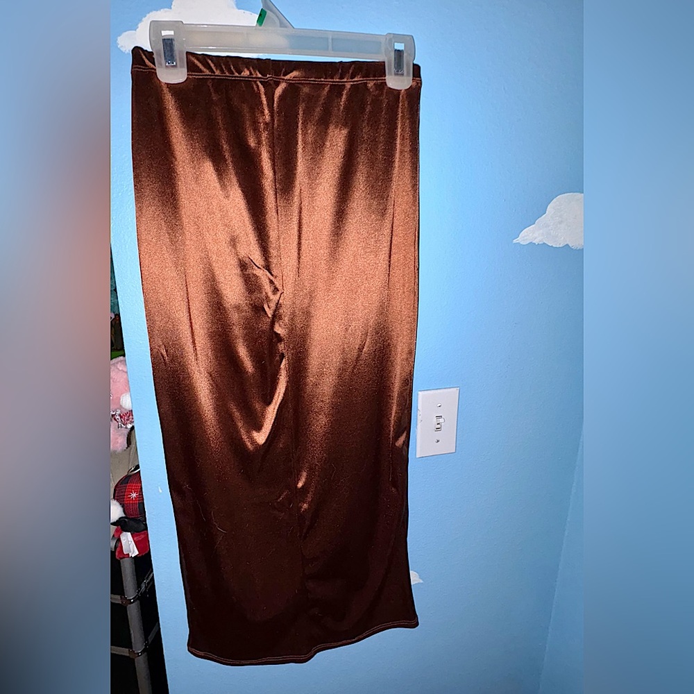 NWOT - Forever 21 Brown Satin Midi Skirt